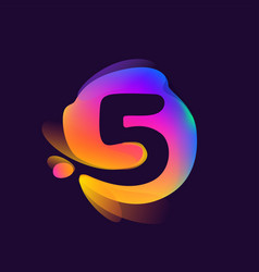 Number Five Logo In Multicolor Gradient Blot