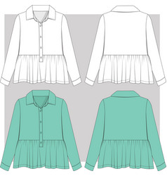 Girls Fashion Shirt Top With Ruffles Flat Sketch