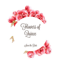 Red Flowers Quince On Tree Branch Invitation