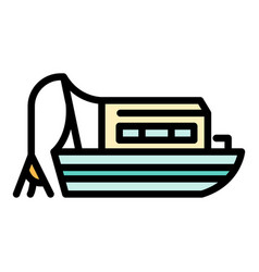 Small Fishing Boat Icon Color Outline