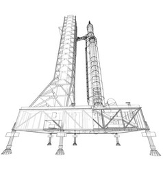 Space Rocket On Launch Pad Rendering Of 3d