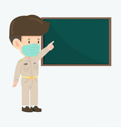 Thai Teacher Man With Green Board