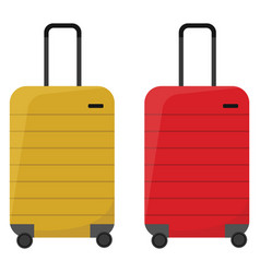 Yellow And Red Suitcases On A White Background