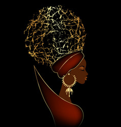 Black Queen African Woman Gold Afro Curly