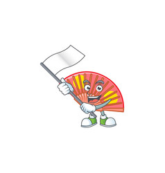 Funny Red Chinese Folding Fan Icon Holding A Flag