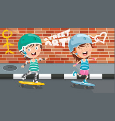 Child Skateboarding Outside