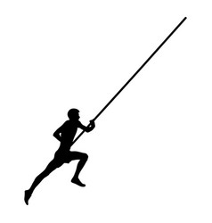 Pole Vault Male Athlete Running Black Silhouette