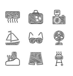 Set Glasses Swimming Trunks Barbecue Grill