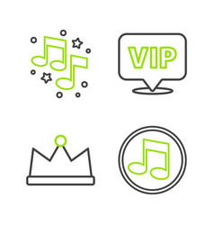 Set Line Music Note Tone Crown Location Vip