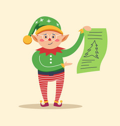 Elf Holding Piece Of Paper With Pine Tree Print