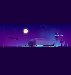 Night Airport In Ultraviolet Colors Background