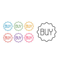 Set Line Buy Button Icon Isolated On White