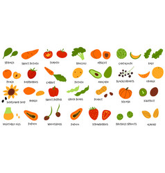 Collection Of Hand Draw Fruit And Veggies In Hand