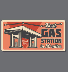 Gas Station With Fuel Road Direction Sign Board