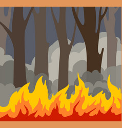 Burning Forest Trees In Fire And Smoke Wildfire