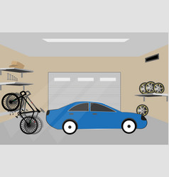 Car Garage Interior Bike Pads And Tool Shelves