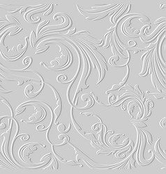 Floral Baroque White 3d Seamless Pattern Embossed