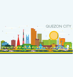 Quezon City Philippines City Skyline With Color