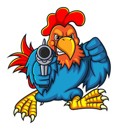 Rooster Fighter Holding Gun