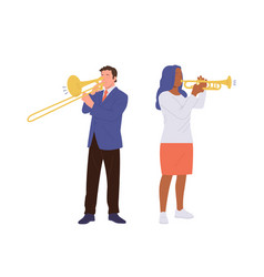 Talented Man And Woman Musicians Cartoon