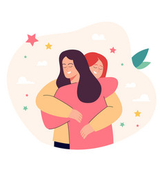 Two Happy Cartoon Women Hugging