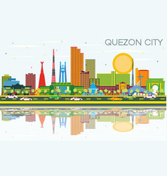 Quezon City Philippines City Skyline With Color