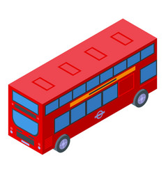 Red London Bus Icon Isometric Old City