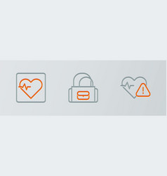 Set Line Heart Rate And Sport Bag Icon