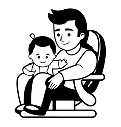 Father And Son Sitting In Chair Cartoon