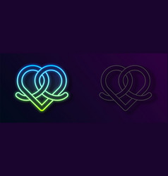 Glowing Neon Line Pretzel Icon Isolated On Black