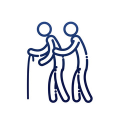 Man Helping Other With Cane Gradient Style Icon