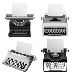 Typewriter Machine Old Mockup Set Realistic Style