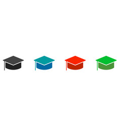 Colorful Graduation Cap Icon Set Graduation Mark