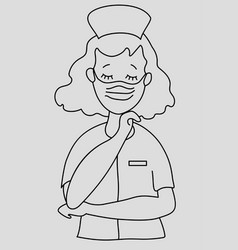 Pretty Nurse In Medical Workwear Mask Outline