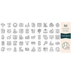 Set Of Travel Agency Icons Thin Linear Style