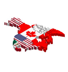 United States Canada And Mexico Isometric Map