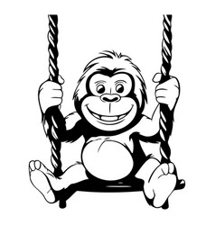 A Cute Cartoon Monkey Sitting On Swing