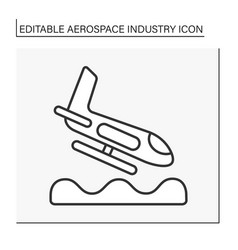 Airplane Landing Line Icon