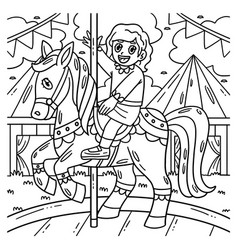 Circus Child On Horse Coloring Page For Kids