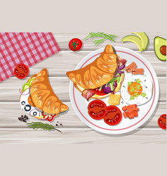 Top View Croissant With Food Element