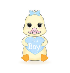 Cute Little Duck And Heart Cartoon