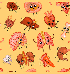 Cute cartoon human organs stomach lungs and Vector Image