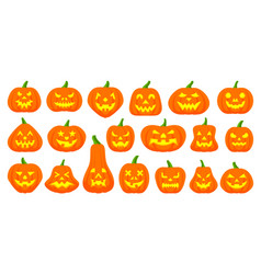 Jack o lantern simple flat color icons set Vector Image