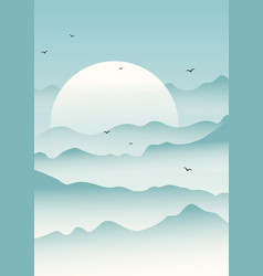 Minimalist Aesthetic Blue Mountains Landscape