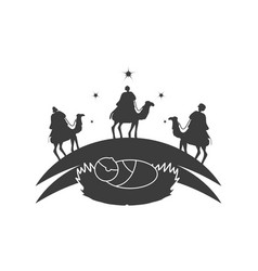 Nativity Three Wise Men On Camels And Baby Jesus