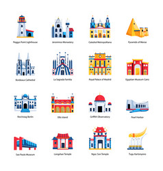 Worlds Historic Monuments Flat Icons