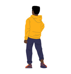 Cartoon Black Boy Standing With His Back Behind