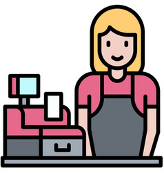 Female Cashier Icon Coffee Shop Related