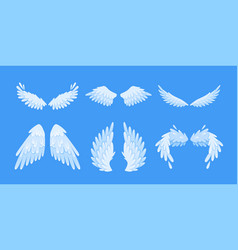 Set Of White Angel Wings On A Blue Background