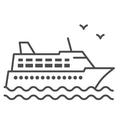 Cruise Ship Thin Line Icon Sea Concept